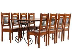 Table à manger rectangulaire et 8 chaises bois d'acacia Lavina