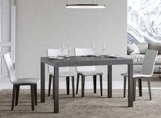 Table à manger rectangulaire gris béton et métal anthracite Evy 130 cm