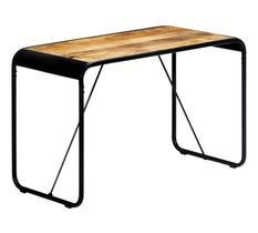 Table à manger rectangulaire manguier massif clair et métal noir Illico 118 cm