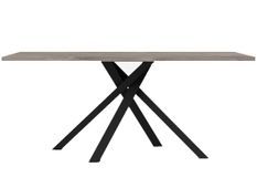 Table à manger rectangulaire style vintage bois clair et acier noir Naples 180 cm
