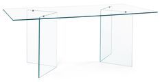 Table à manger rectangulaire verre transparent Iris 180 cm