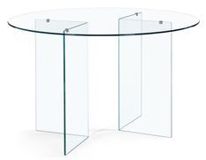 Table à manger rond en verre transparent Iris 130 cm