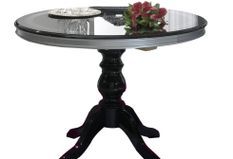 Table à manger ronde bois brillant noir et gris Venus