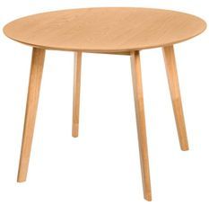 Table à manger ronde bois d'hévéa avec placage chêne Askin 100 cm