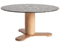 Table à manger ronde bois de chêne et pierre noir Rubha 150 cm