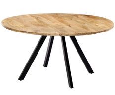 Table à manger ronde bois de manguier et fer noir Fog 150 cm
