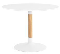 Table à manger ronde bois laqué blanc et pieds métal blanc Rika 100 cm