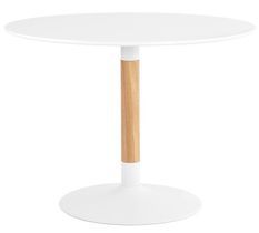 Table à manger ronde bois laqué blanc et pieds métal blanc Rika 120 cm