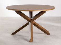 Table à manger ronde bois marron Karene 120 cm