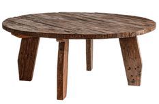 Table à manger ronde bois massif marron vieilli style ethnique Barry 160 cm