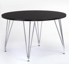 Table à manger ronde bois noir mat et acier chromé Diza 120 cm