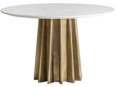 Table à manger ronde design marbre blanc et pied acier doré mat Mensa 120 cm