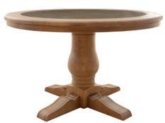 Table à manger ronde en chêne massif et rotin VIKALE Ø120 cm