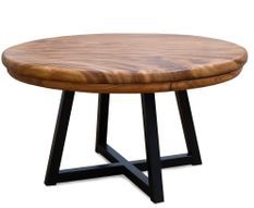 Table à manger ronde en suar MAZKO Ø140 cm – Bois massif et piétement en fer