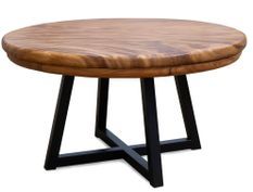 Table à manger ronde en suar MAZKO Ø140 cm – Bois massif et piétement en fer