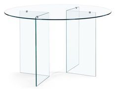 Table à manger ronde en verre transparent Iris 130 cm