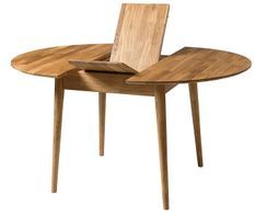 Table à manger ronde extensible 93 à 123 cm en bois de chêne massif Kundy