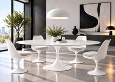 Table à manger ronde extensible TULIPE – Plateau bois laqué mat – Ouverture synchronisée – Pied central en aluminium laqué – Fabrication italienne haut de gamme