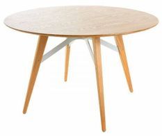 Table à manger ronde hêtre massif clair Norka D 120 cm