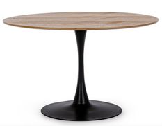 Table à manger ronde KULIPA – acier noir & bois naturel – Ø120 cm