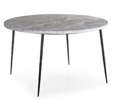 Table à manger ronde marbre gris et pieds métal noir SOPA – Ø125 cm
