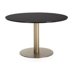 Table à manger ronde marbre noir et pieds métal doré Bera 125 cm