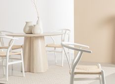 Table à manger ronde NASSOR Ø120 cm - Bois massif naturel - 6 places