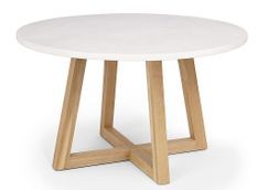 Table à manger ronde OSAKA Ø140 cm – Microciment & bois de manguier