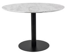 Table à manger ronde PIZA Ø110– Effet marbre blanc et pied laiton noir