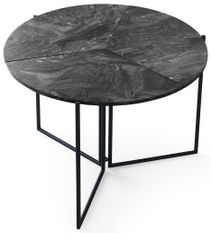Table à manger ronde pliable bois effet marbre noir et métal noir Sinola 100 cm