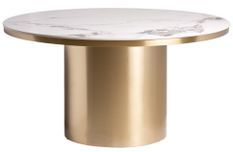 Table à manger ronde porcelaine et acier doré Tikah 150 cm