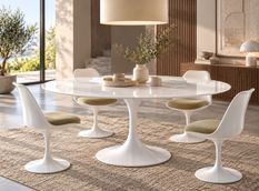 Table à manger ronde TULIPE – Plateau MDF laqué mat – Pied central en métal – Fabrication italienne haut de gamme