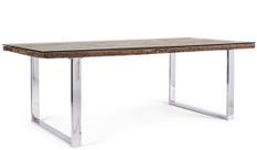 Table à manger STAVY 180 cm - Bois massif & pieds acier chromé - 8 places