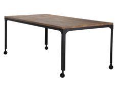 Table à manger vintage bois recyclé et pieds noir Kylan 200 cm