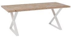 Table à manger zigzag en bois naturel blanc Dupond L 200 cm