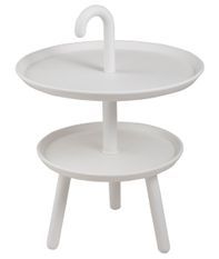 Table avec 2 plateaux plastique blanc D 42 cm