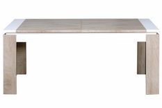 Table avec allonge aqué blanc mat et bois chêne clair Baite 180/260 cm