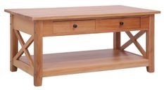 Table basse 2 tiroirs acajou massif clair Joviale