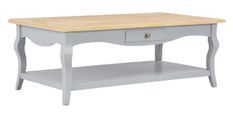 Table basse 2 tiroirs bois clair et pin massif gris Karmen