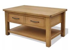 Table basse 2 tiroirs chêne massif clair Candice