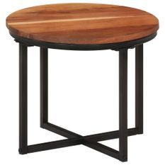 Table basse 35x35x30 cm bois massif acacia et fer