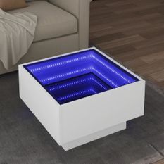 Table basse avec LED blanc 50x50x30 cm bois d'ingénierie