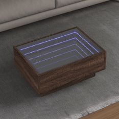 Table basse avec LED chêne marron 70x50x30 cm bois d'ingénierie