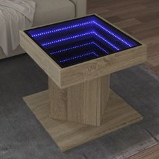 Table basse avec LED chêne sonoma 50x50x45 cm bois d'ingénierie