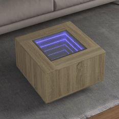 Table basse avec LED chêne sonoma 60x60x40 cm bois d'ingénierie