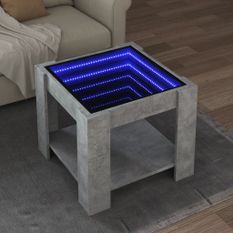 Table basse avec LED gris béton 53x53x45 cm bois d'ingénierie