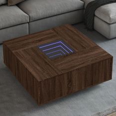 Table basse avec LED infini chêne marron 100x100x40 cm