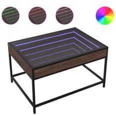 Table basse avec LED infini chêne marron 70x50x41 cm