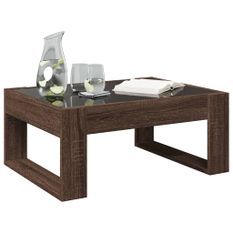 Table basse avec LED infini chêne marron 70x53x30 cm