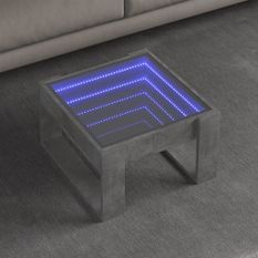 Table basse avec LED infini gris béton 50x53x30 cm